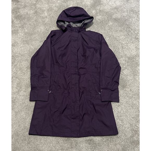 Eddie Bauer Jacket Size S Purple Rain Coat Windbreaker Long Hooded Zip Womens - Picture 1 of 6